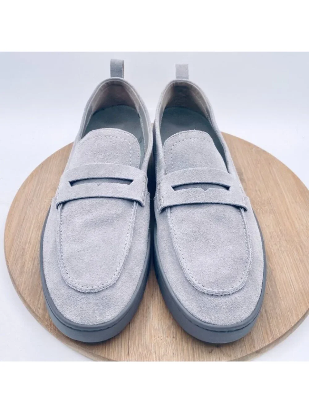 Vionic Uptown Shoes Mens 12 43 Gray Suede Comfort Penny Loafers Platform